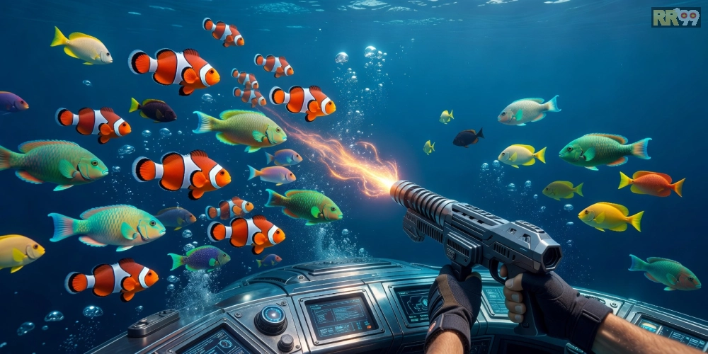 Khái niệm bắn cá đổi thưởng rr99 được minh họa qua giao diện game sinh động