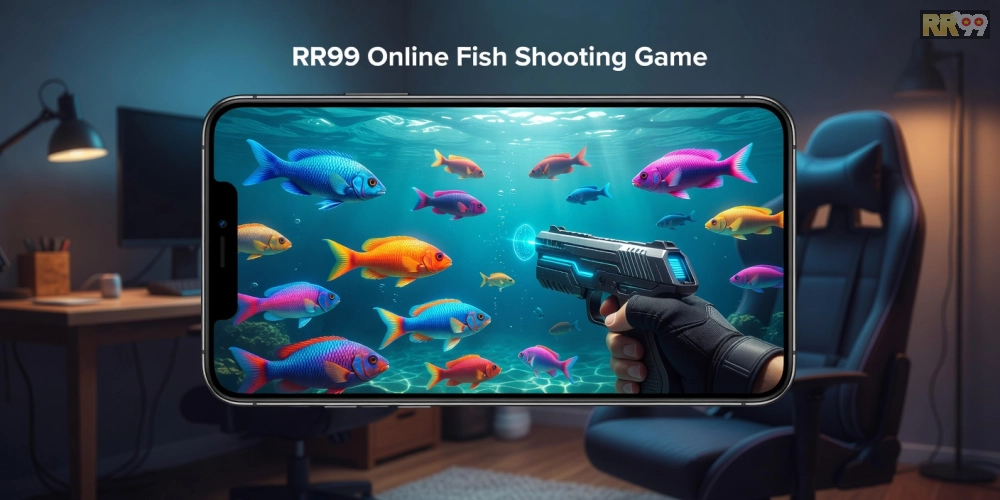 Minh họa khái niệm bắn cá online rr99 với giao diện game sống động và người chơi tham gia