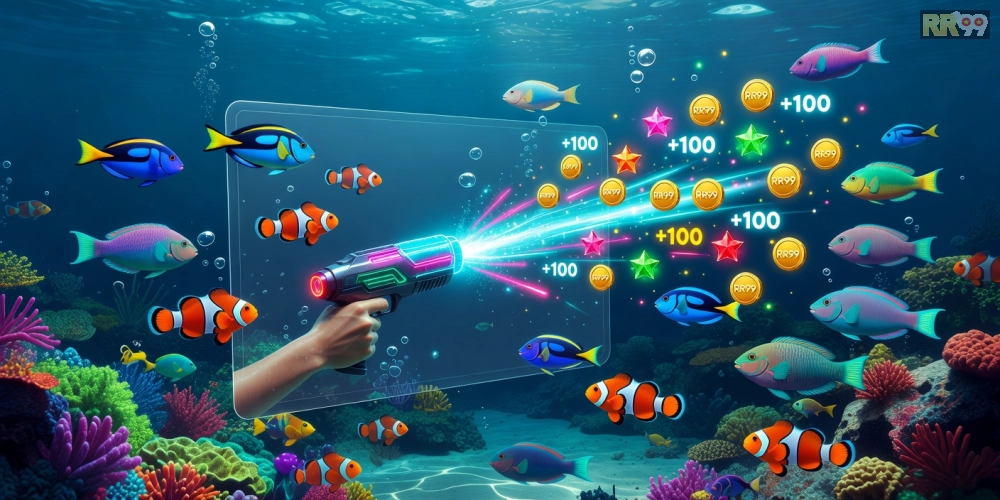Khái niệm game bắn cá online rr99 được minh họa qua giao diện săn thưởng sống động
