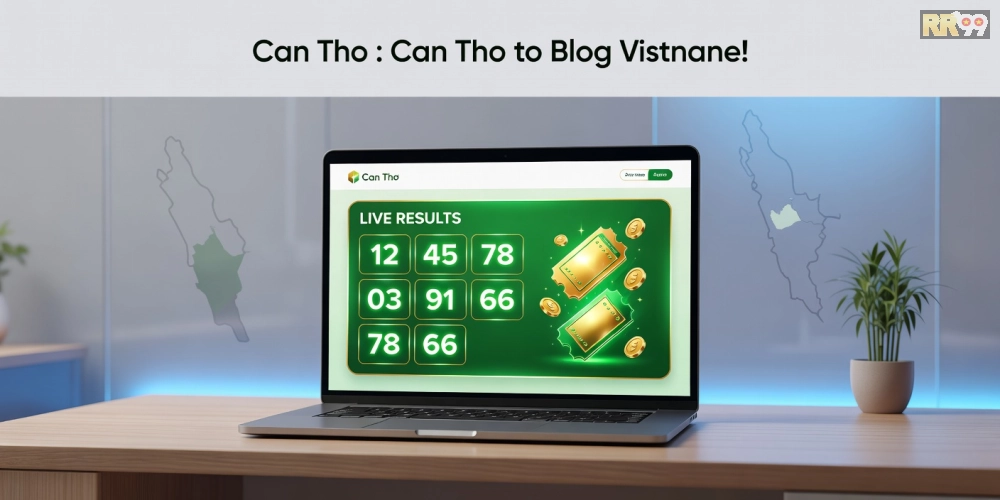 Minh họa khái niệm xổ số Cần Thơ RR99 với giao diện hiện đại và kết quả hiển thị
